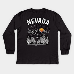 Vintage Retro Nevada State Kids Long Sleeve T-Shirt